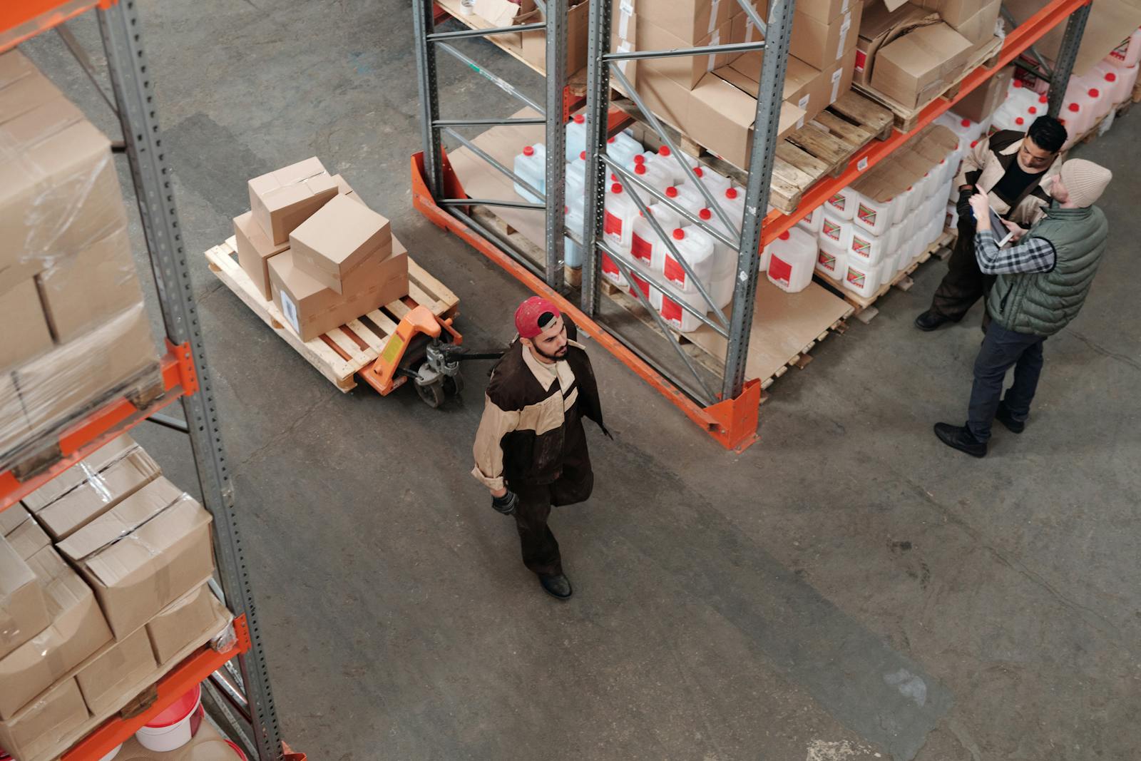 Stacked moving boxes prepared by Up N Go crew